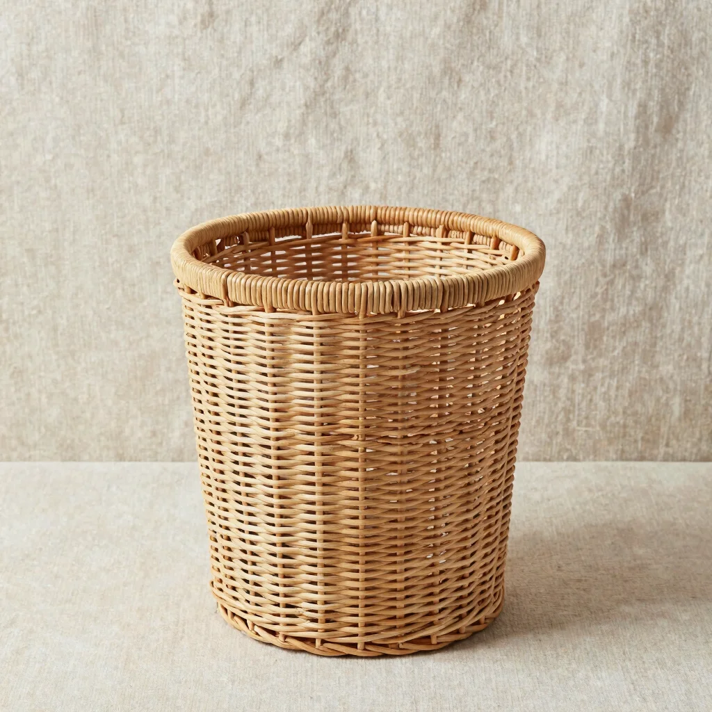 Cane Weave Wastebasket
